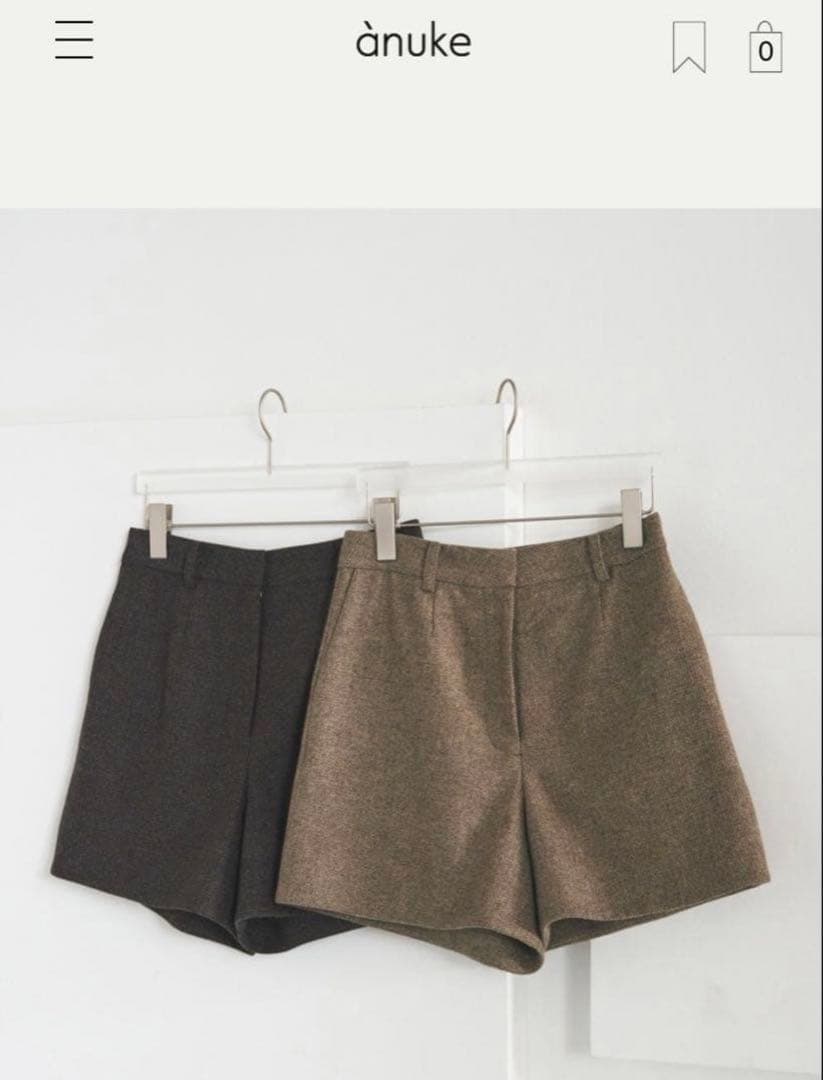 anuke Herringbone Short Pants ブラウン　36