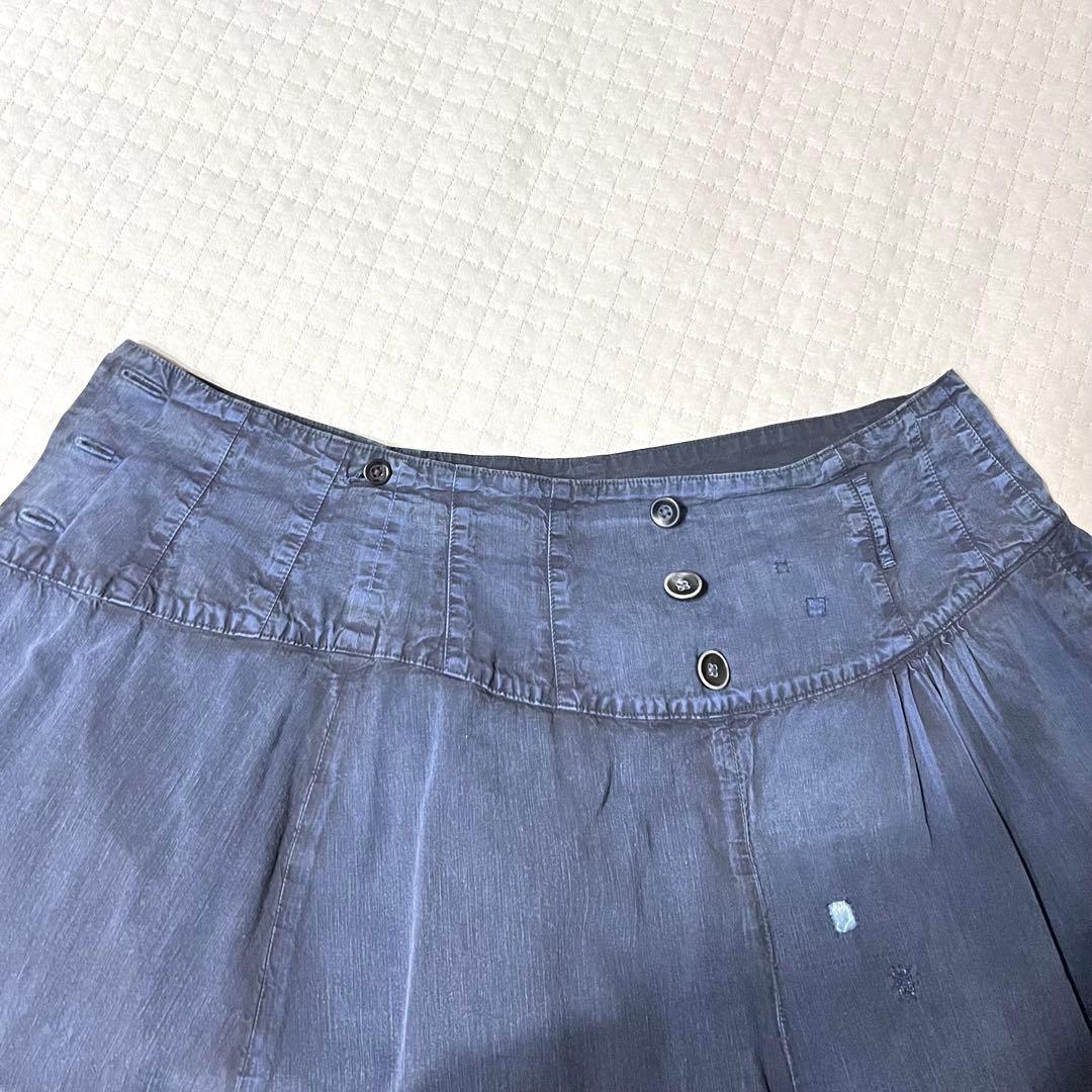 【レア品】KAPITAL 藍染　パッチワーク　ラップキュロット　ガウチョパンツ