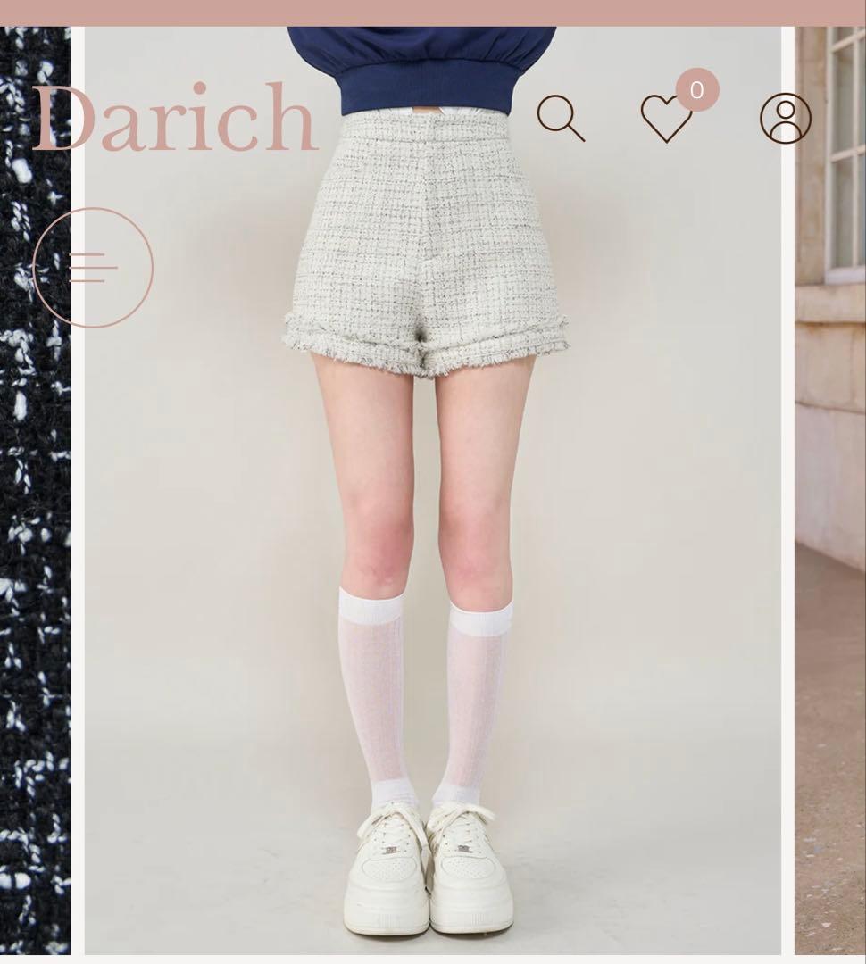 Darich 人気商品!!コンパクトフリンジツイードショートパンツ ホワイト