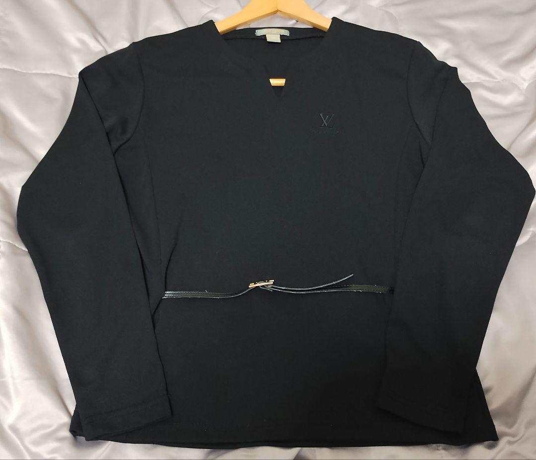 LOUISVUITTON　ルイヴィトン 長袖 カットソー ロゴ刺繍 レザーベルト