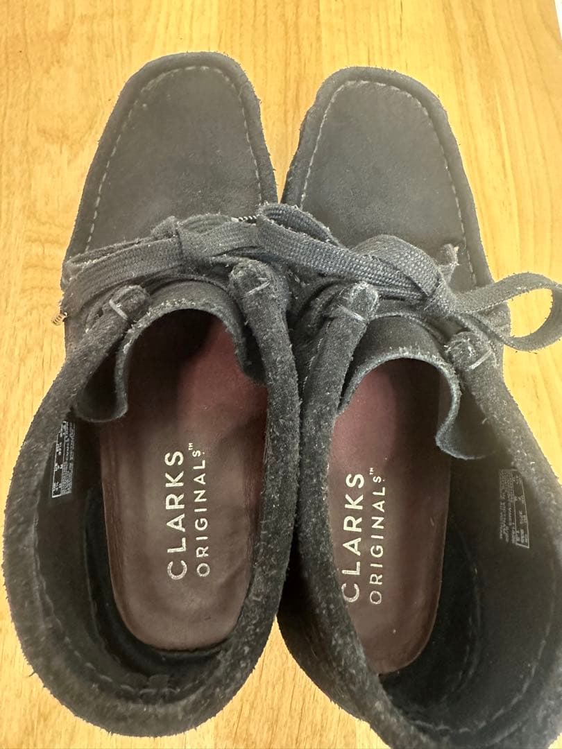 Clarks クラークス ワラビーブーツ ブラックスエード 替え紐付き