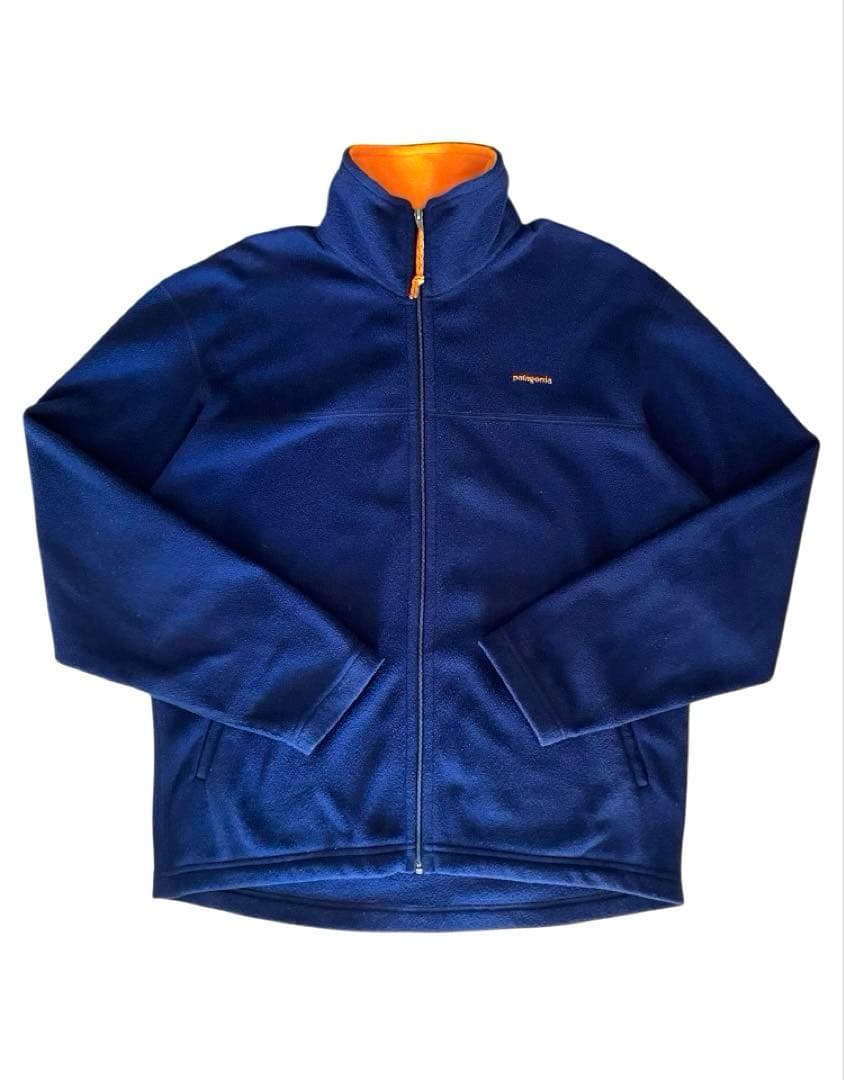 USA製 パタゴニア フルジップ フリース　 ネイビー　刺繍ロゴ