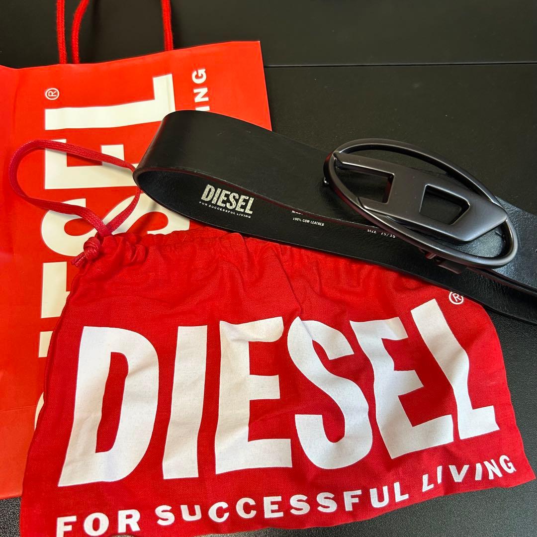 DIESEL ブラック ベルト 75/30 収納袋付き