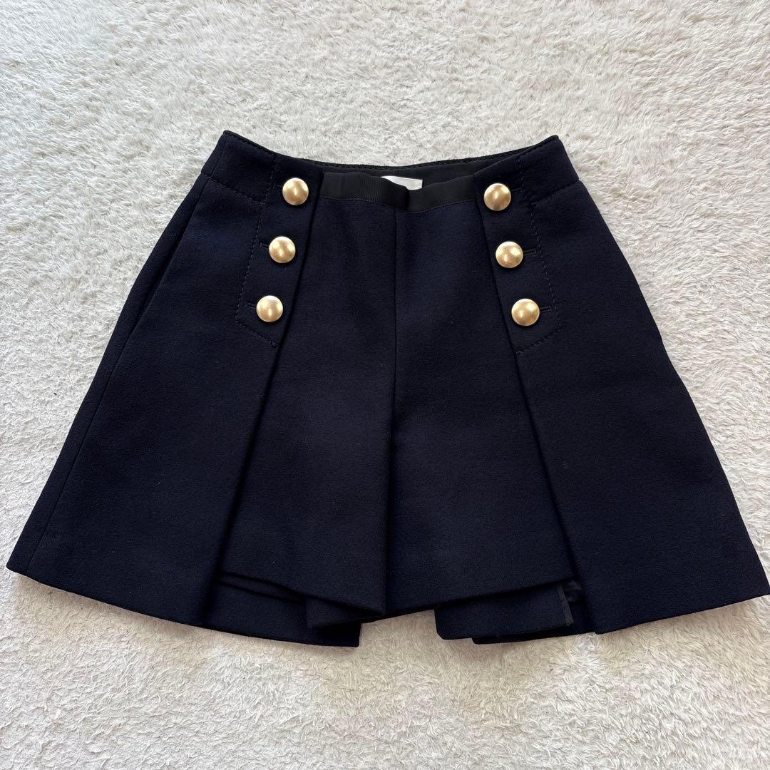 美品　sacai luck サカイラック　メルトンショートパンツ　ネイビー