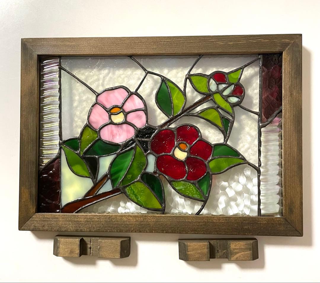 ステンドグラスパネル【椿】和モダン