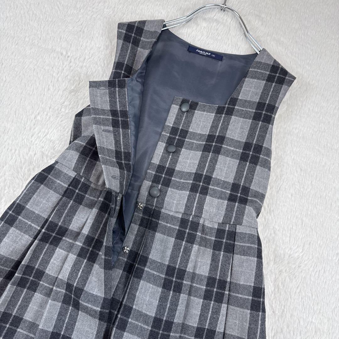 ファミリア　女の子　フォーマル　130 グレー　ワンピース　卒園式　入学式