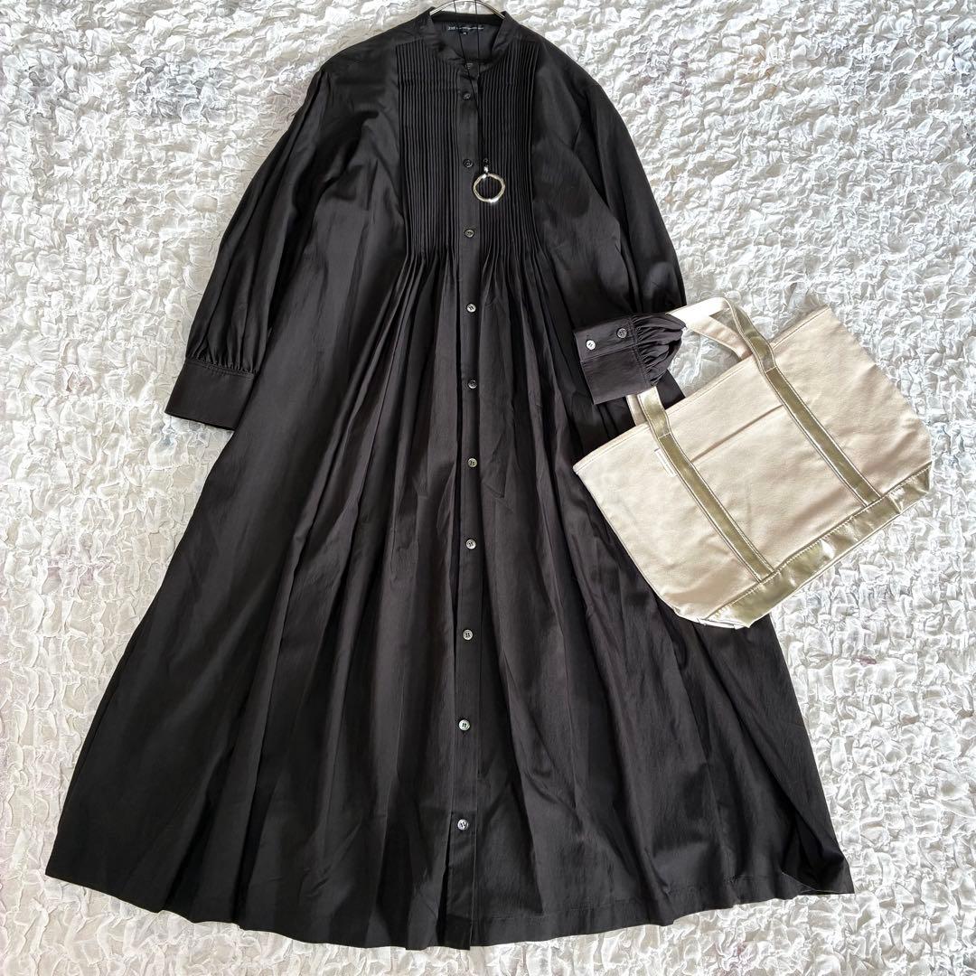 【美品】２３区 ヴィンテージ ライトタフタブザムワンピース 38 ダークブラウン