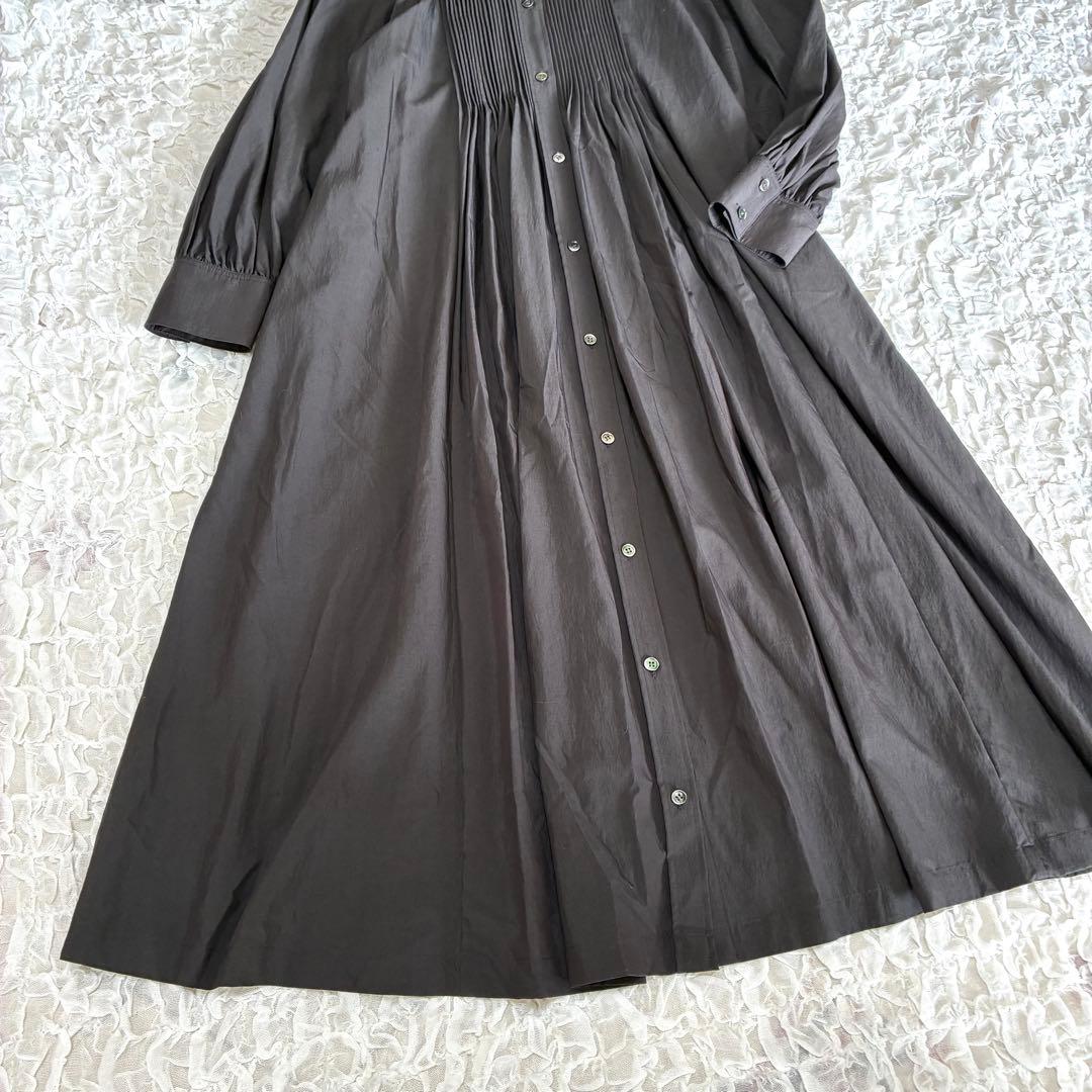 【美品】２３区 ヴィンテージ ライトタフタブザムワンピース 38 ダークブラウン