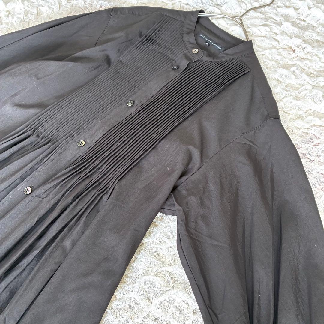 【美品】２３区 ヴィンテージ ライトタフタブザムワンピース 38 ダークブラウン