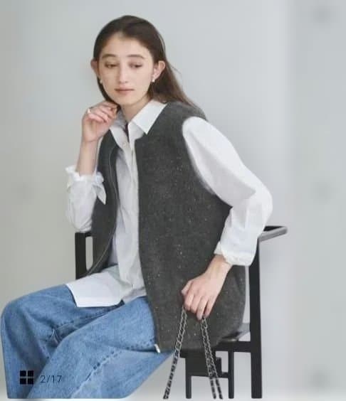 ユナイテッドアローズフォックスカシミヤ スパンコール ジップ ベスト