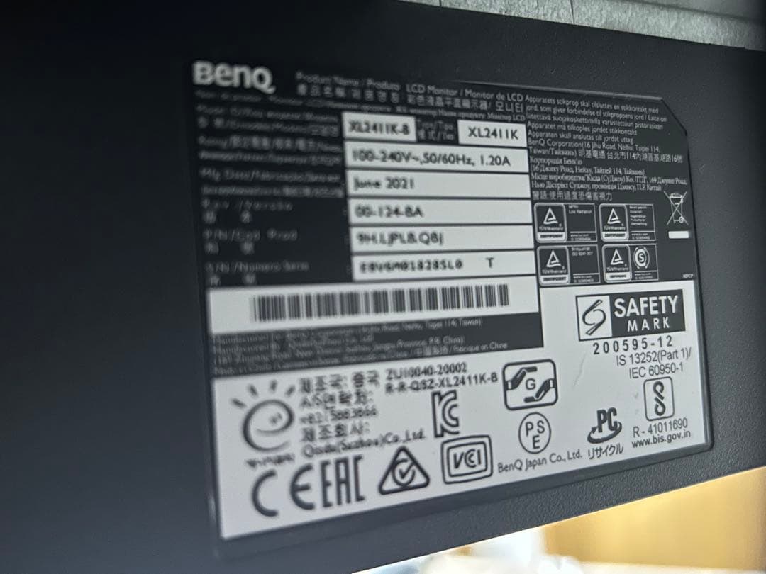 BenQ XL2411K 24インチ モニター 本体