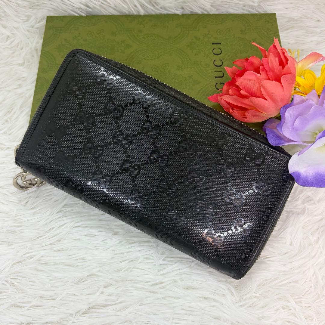 美品✨グッチ　長財布　ラウンドファスナー　GGスプリーム　インプリメ　レザー