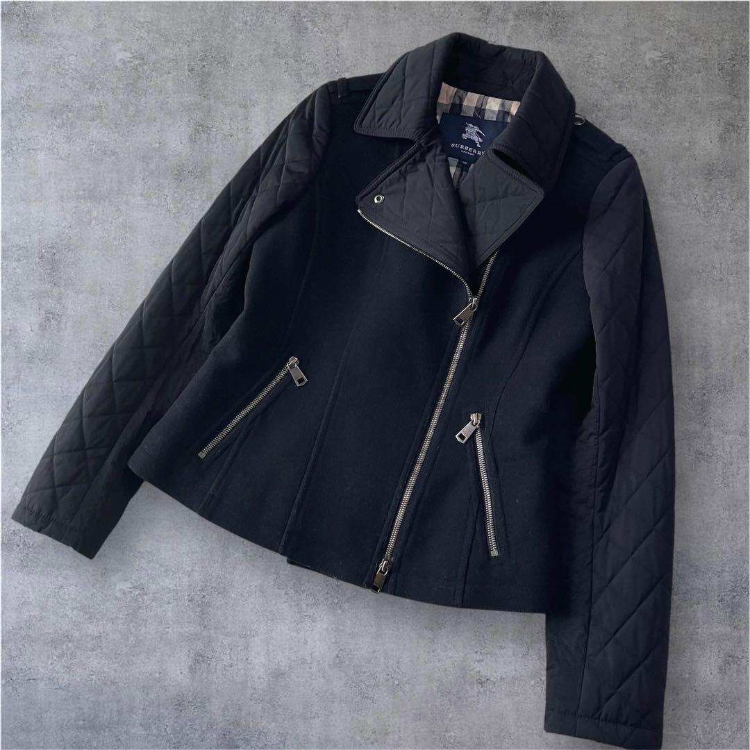 バーバリーロンドン ウール　ジャケット　ライダース 異素材 ノバチェック