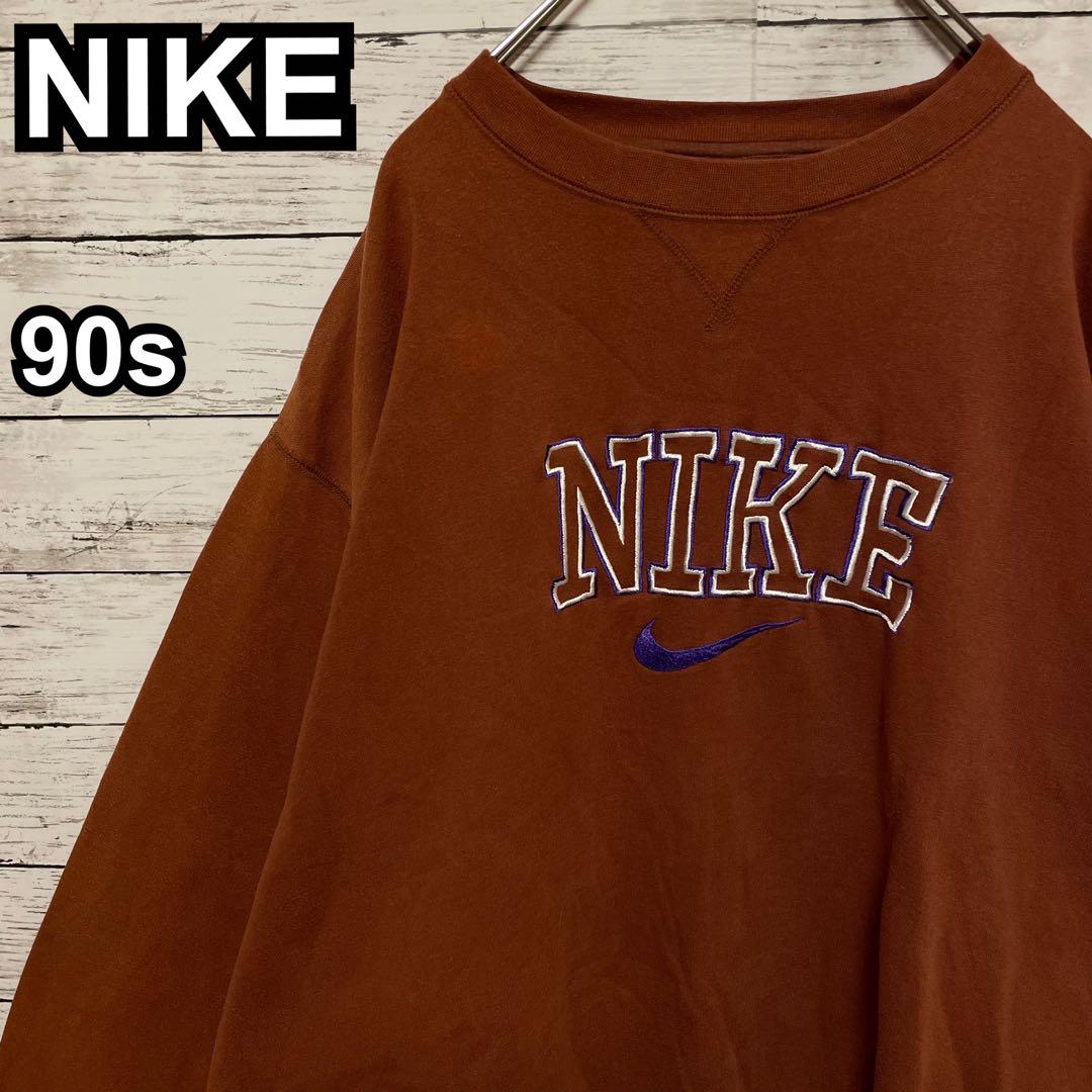 938【人気XLサイズ】ナイキ♤刺繍ビッグロゴ　90s銀タグ　スウェット入手困難