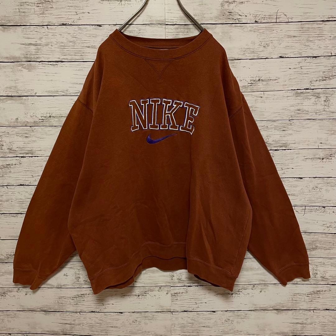 938【人気XLサイズ】ナイキ♤刺繍ビッグロゴ　90s銀タグ　スウェット入手困難