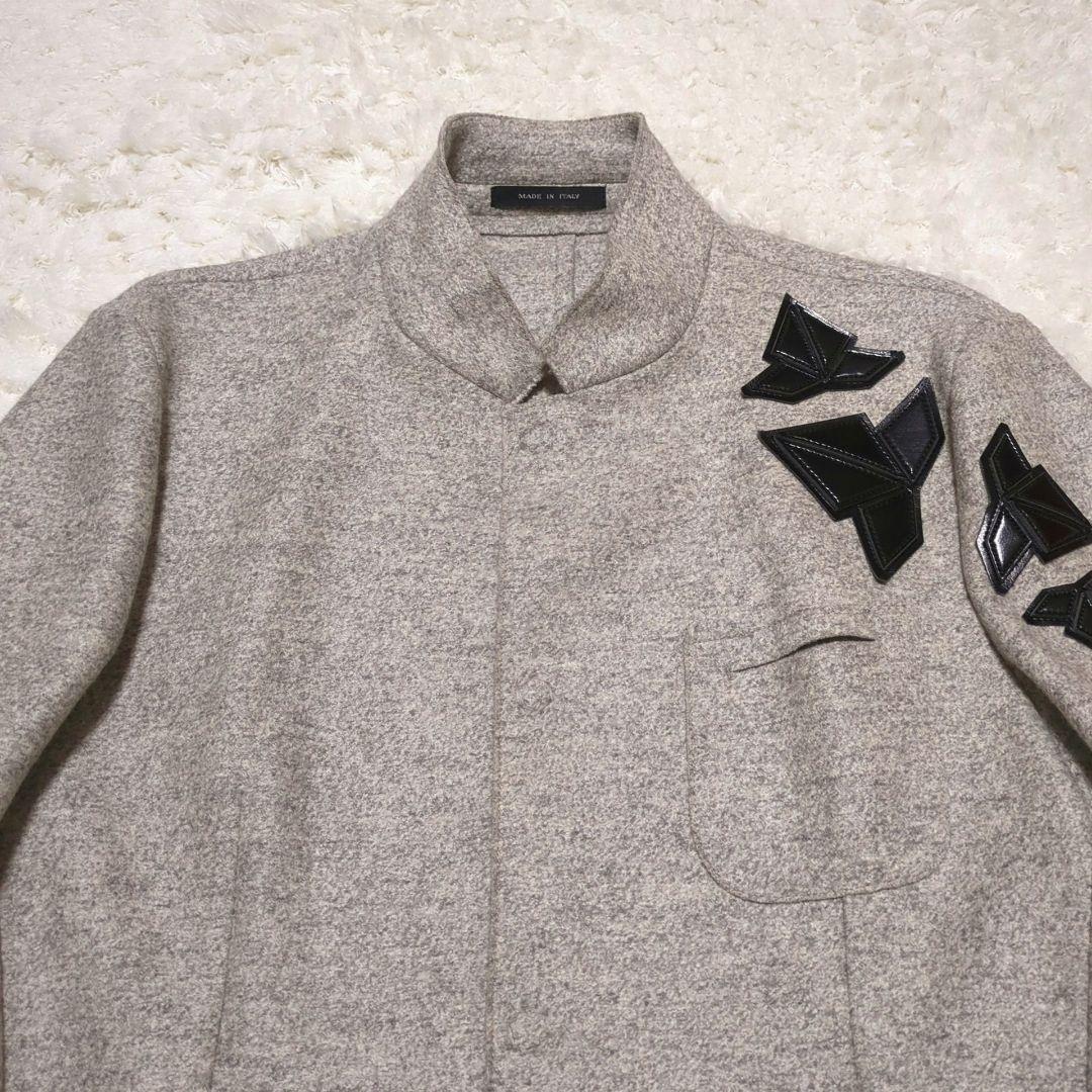 EMPORIO ARMANI♦イタリア製 パッチ装飾 ウールジャケット 灰 48