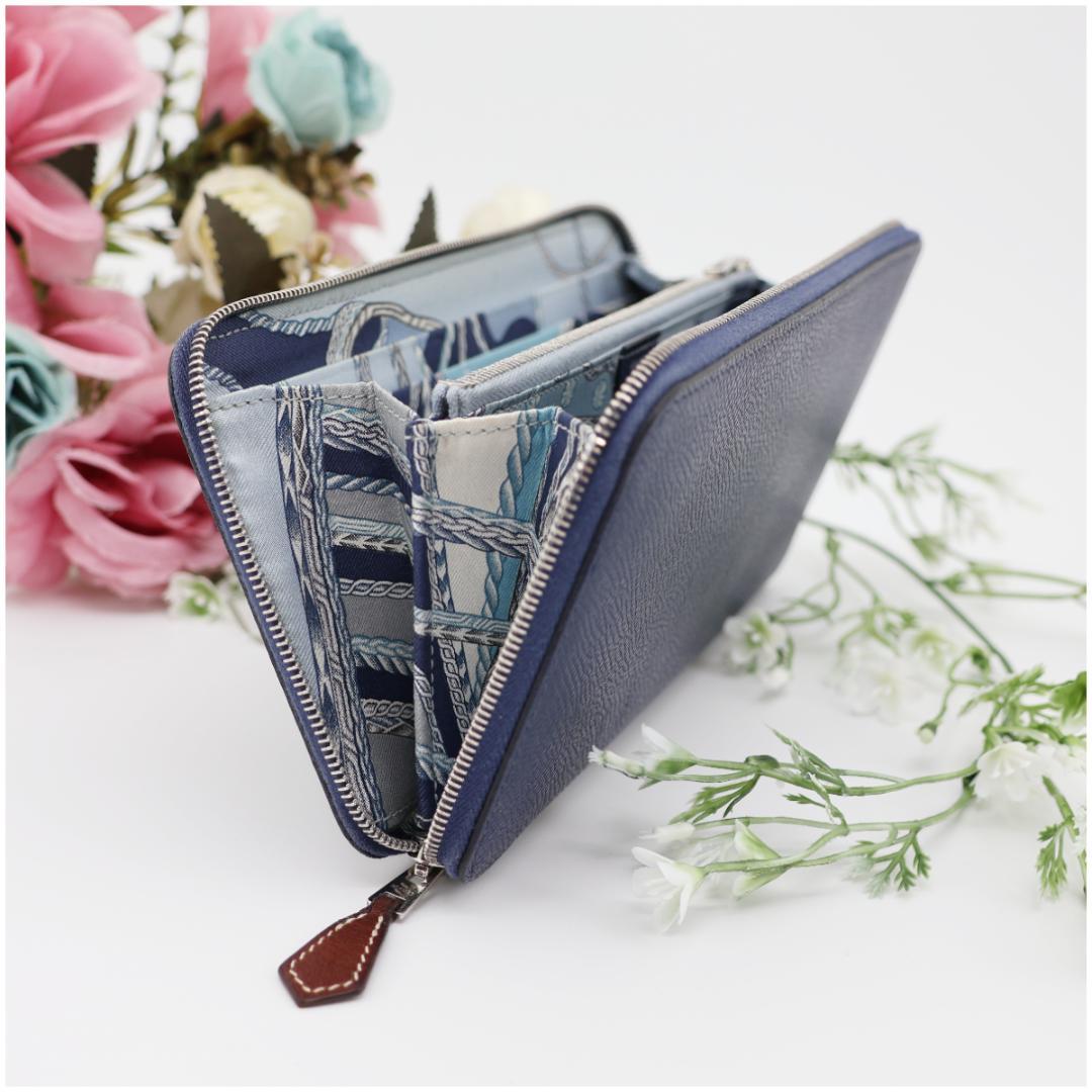 エルメス アザップ シルクイン ロング ブルーネイビー エプソン D刻印 箱付