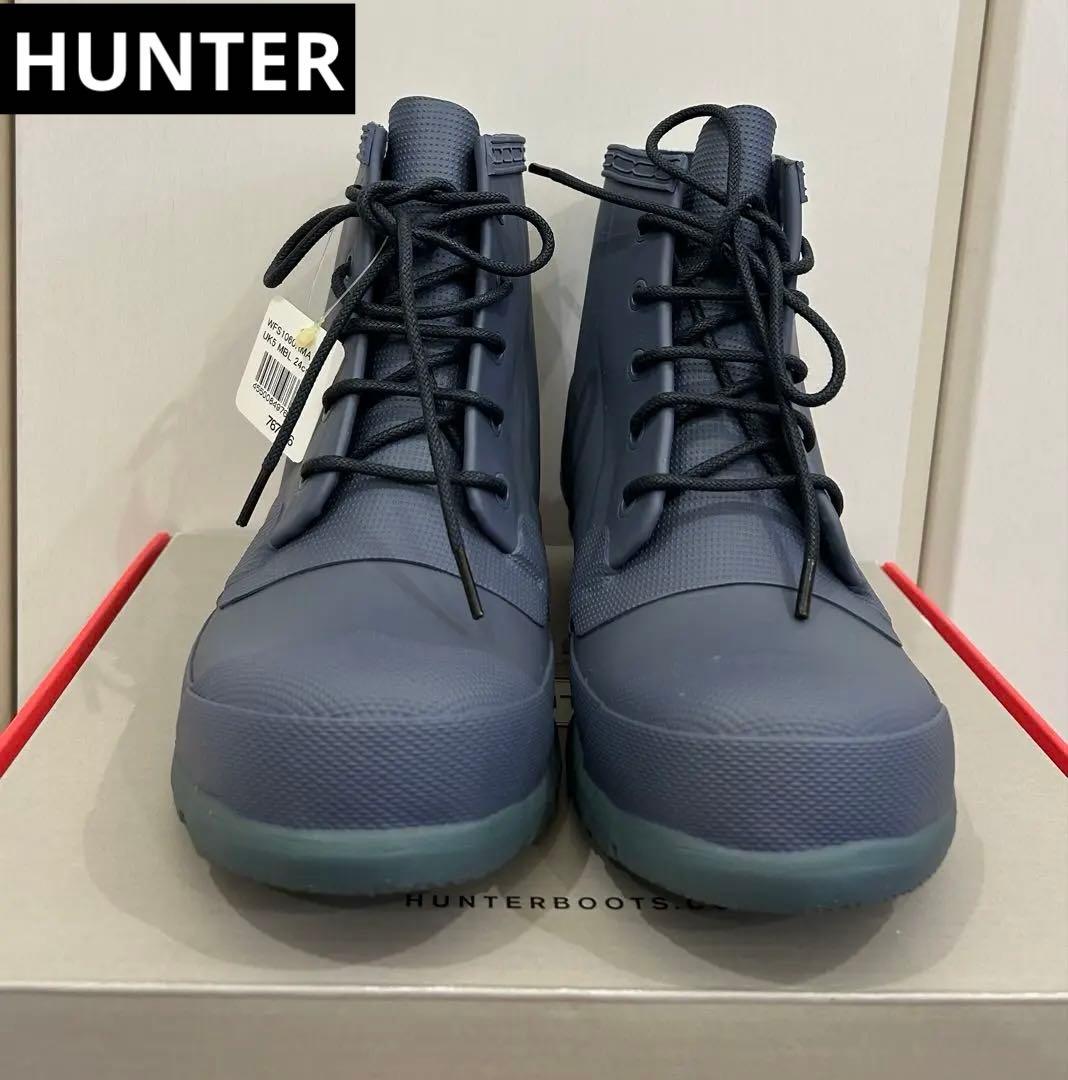 新品 未使用 HUNTER レースアップ ブーツ ダークブルー UK5 限定価格