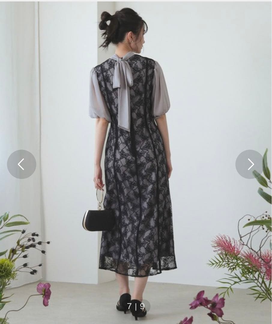 【kana】パフスリーブ レース マーメイドライン パーティー ドレス