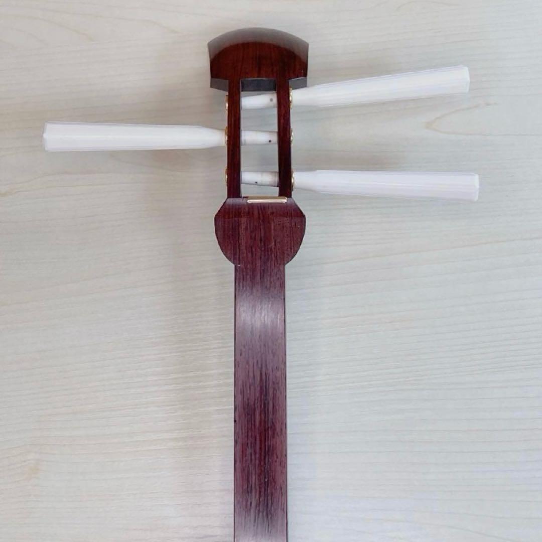 長唄三味線　紫檀　上犬皮張り替え済　すぐ弾ける　舞台でも使用可　ソフトケース付き