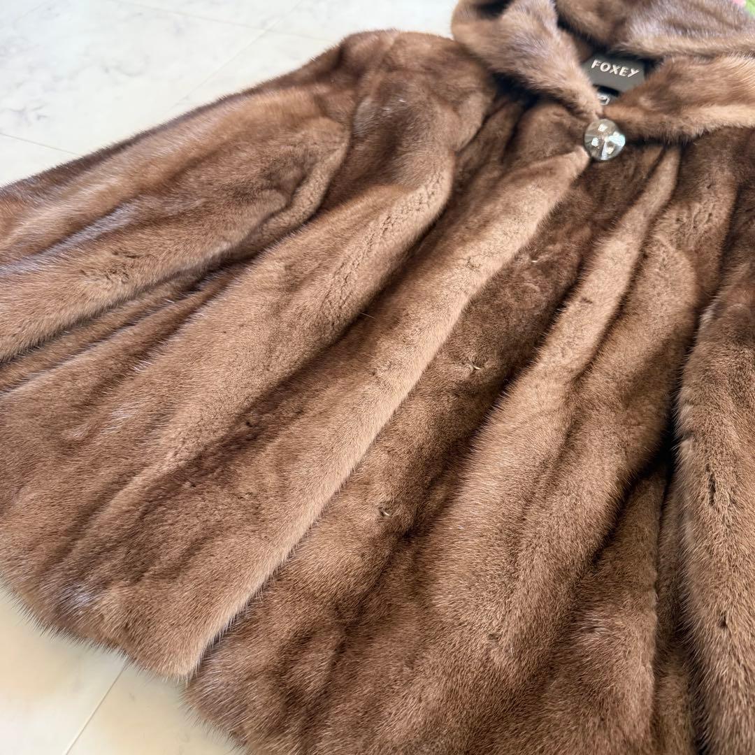 人気★サガ デミバフミンク フード付 クロップド ファーコート なめし柔らか