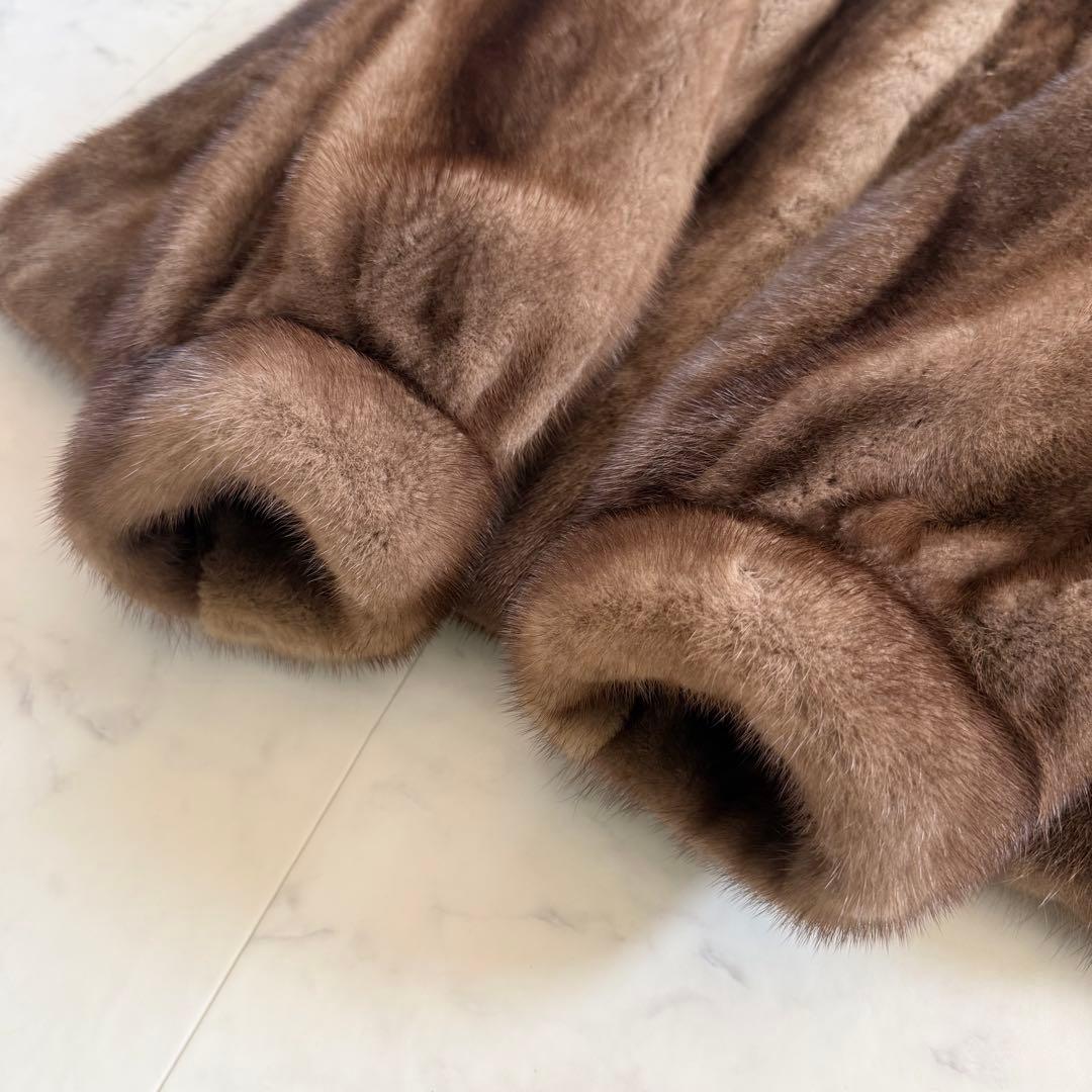 人気★サガ デミバフミンク フード付 クロップド ファーコート なめし柔らか