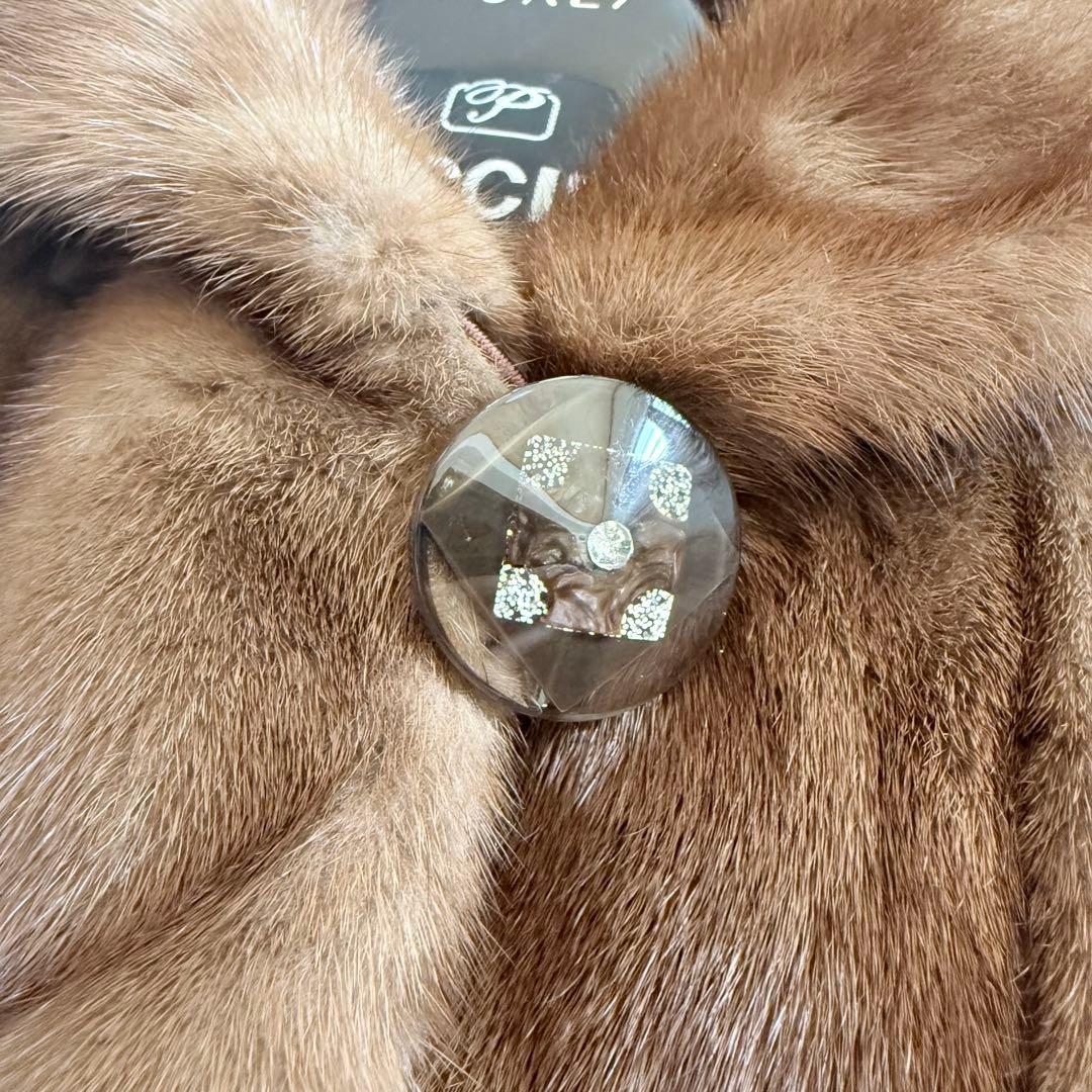 人気★サガ デミバフミンク フード付 クロップド ファーコート なめし柔らか