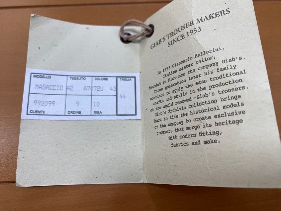 giabsarchivio BEAMS別注 MASACCIO グレー　44サイズ