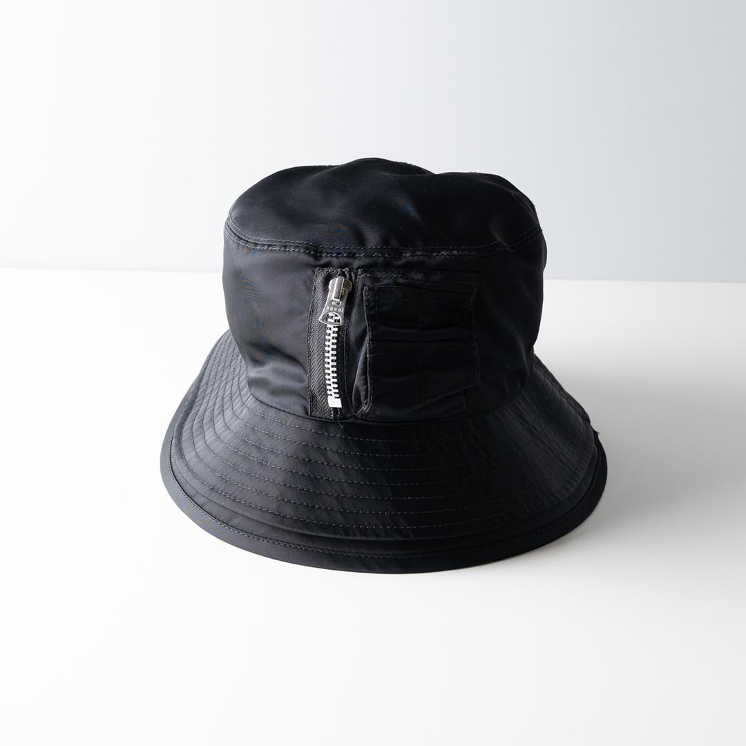 sacai サカイ ダブルブリム バケットハット 黒 ブラック ナイロン
