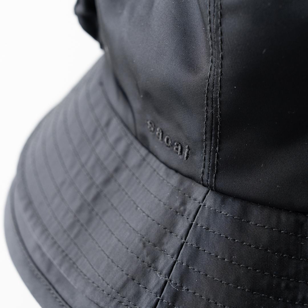 sacai サカイ ダブルブリム バケットハット 黒 ブラック ナイロン