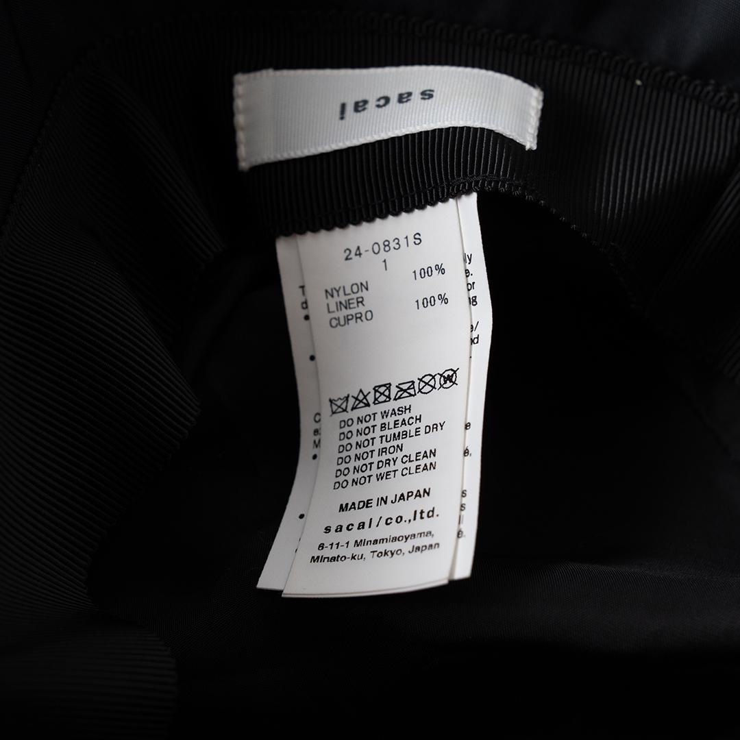 sacai サカイ ダブルブリム バケットハット 黒 ブラック ナイロン