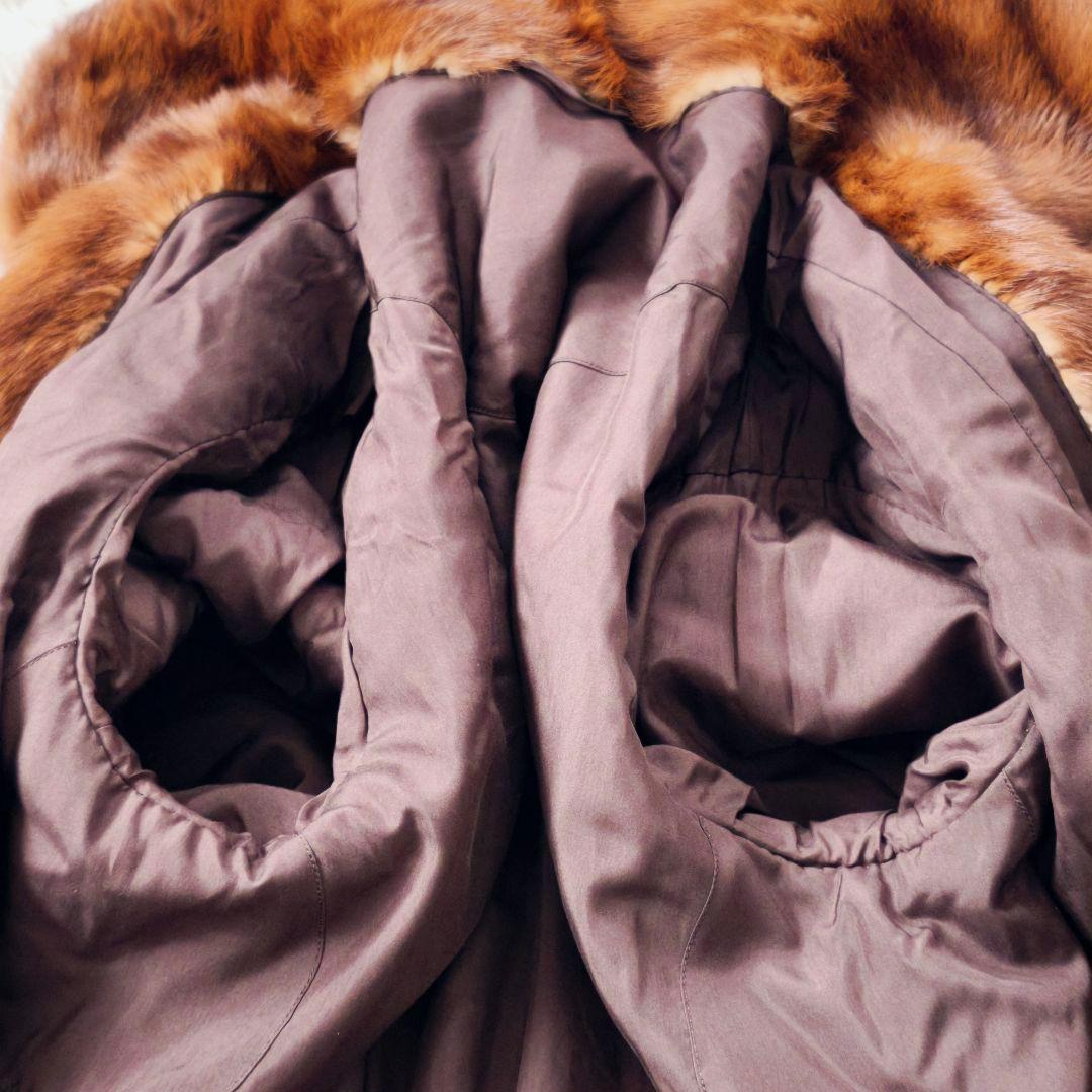 【美品 高級◎】 着丈93 毛皮 ミンク ロング デミバフ ファーコート L