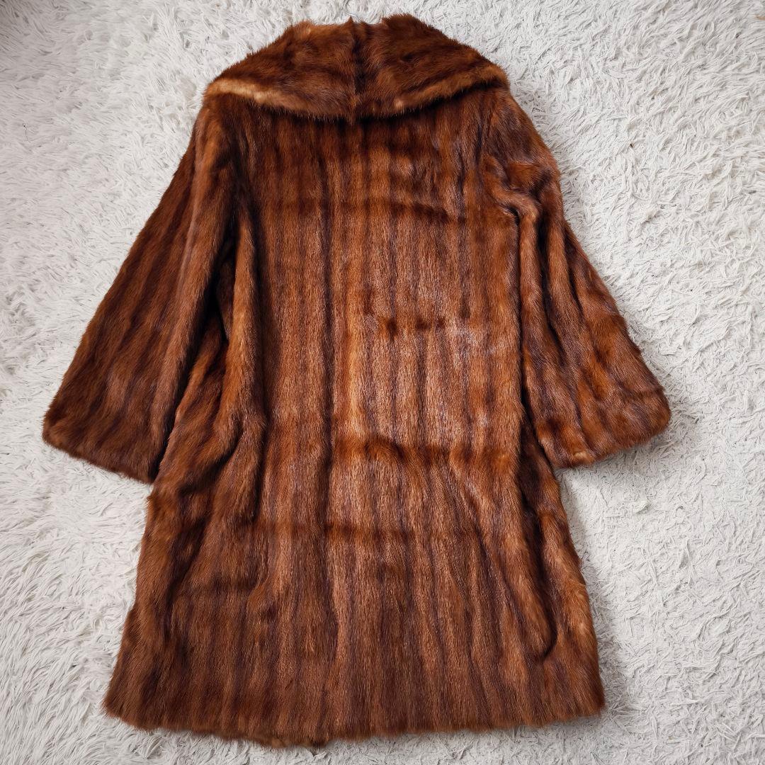 【美品 高級◎】 着丈93 毛皮 ミンク ロング デミバフ ファーコート L