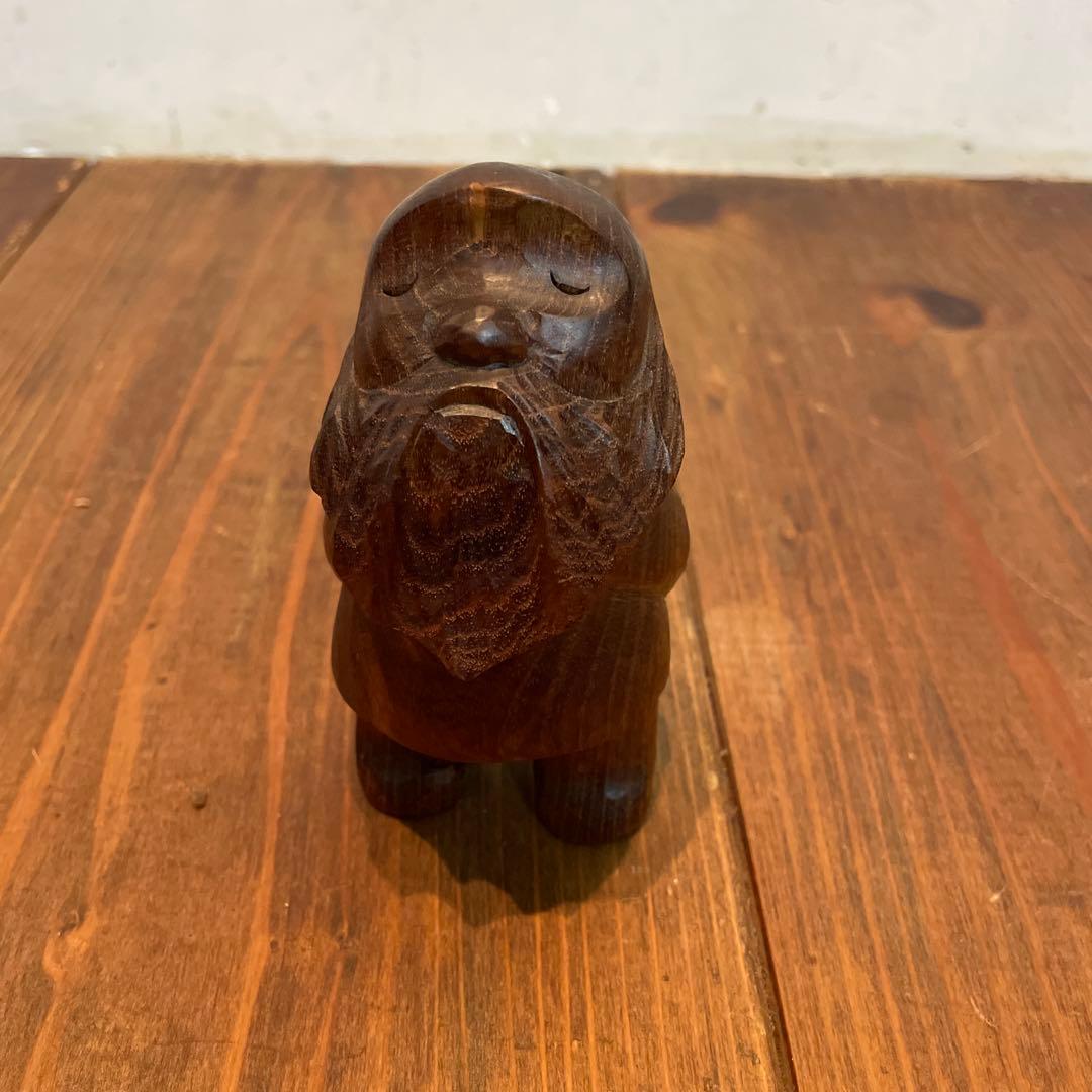 美品　木製　コロポックル　木彫り　彫刻　オブジェ　置物　縁起物　可愛いらしい表情