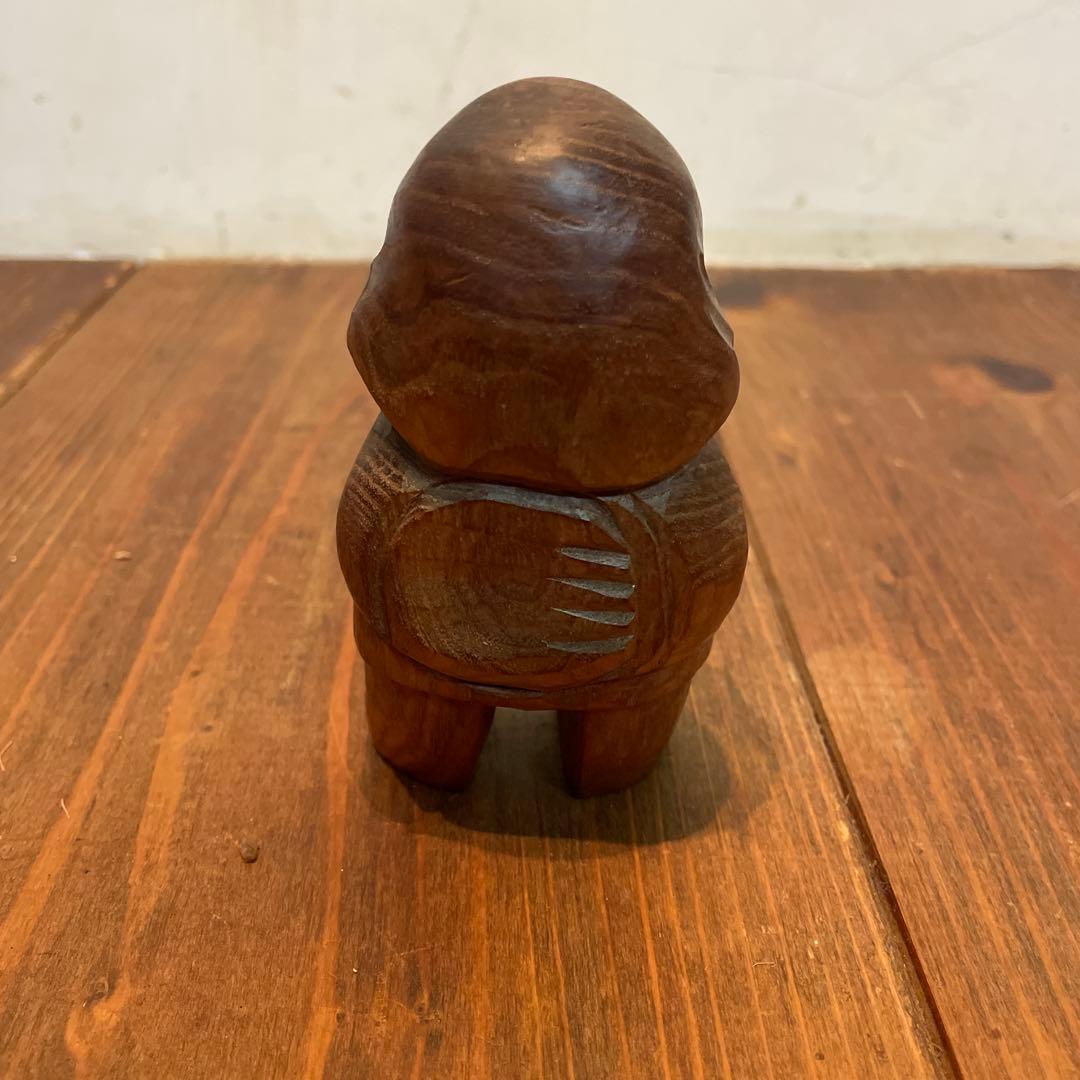 美品　木製　コロポックル　木彫り　彫刻　オブジェ　置物　縁起物　可愛いらしい表情
