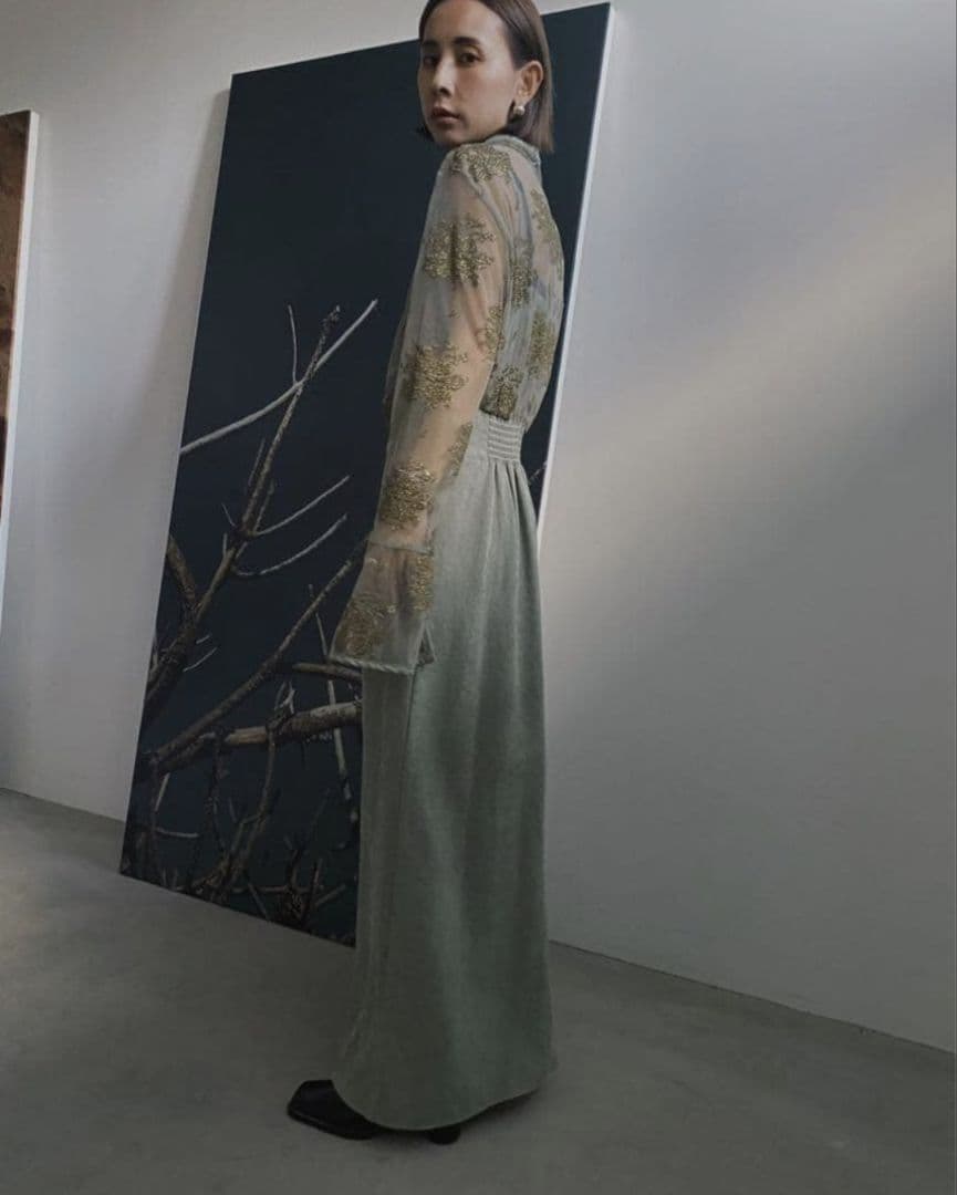 Ameri　FLOWER LACE DRESS