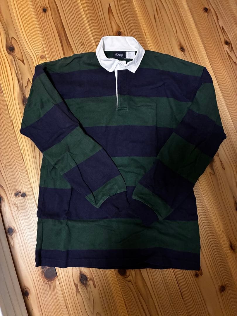 【希少】Drake's ラガーシャツ グリーン M