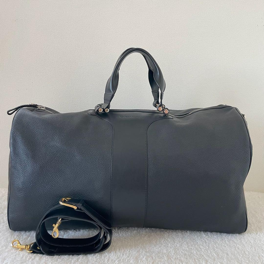 ゲラルディーニ ボストンバッグ 2way 黒 大容量 旅行 出張 オールレザー