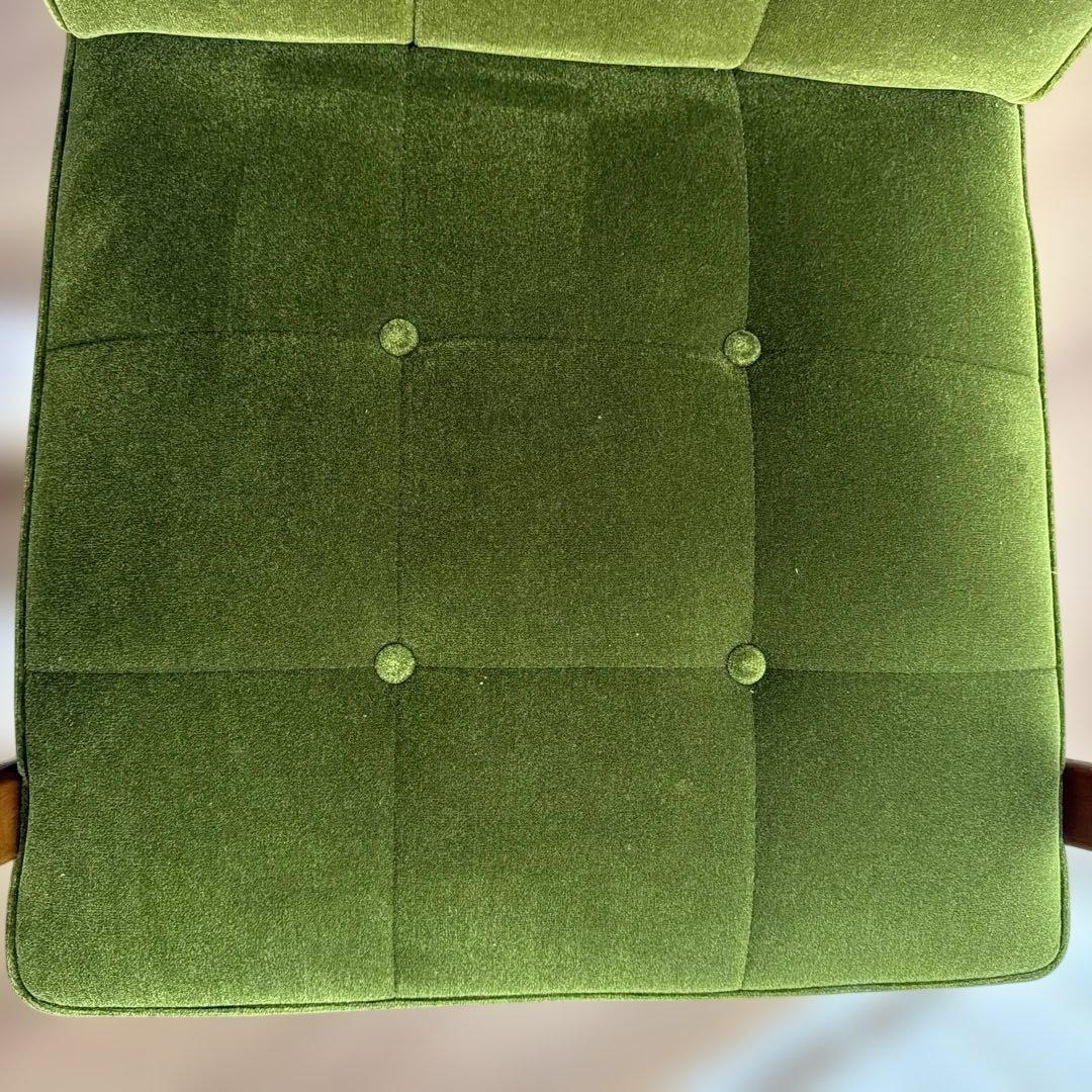 【座面のみ張替済】カリモク60 Kチェア 1シーター モケットグリーン（正規品）