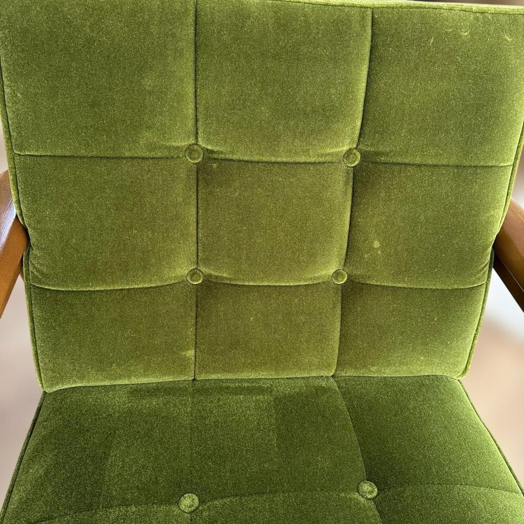 【座面のみ張替済】カリモク60 Kチェア 1シーター モケットグリーン（正規品）