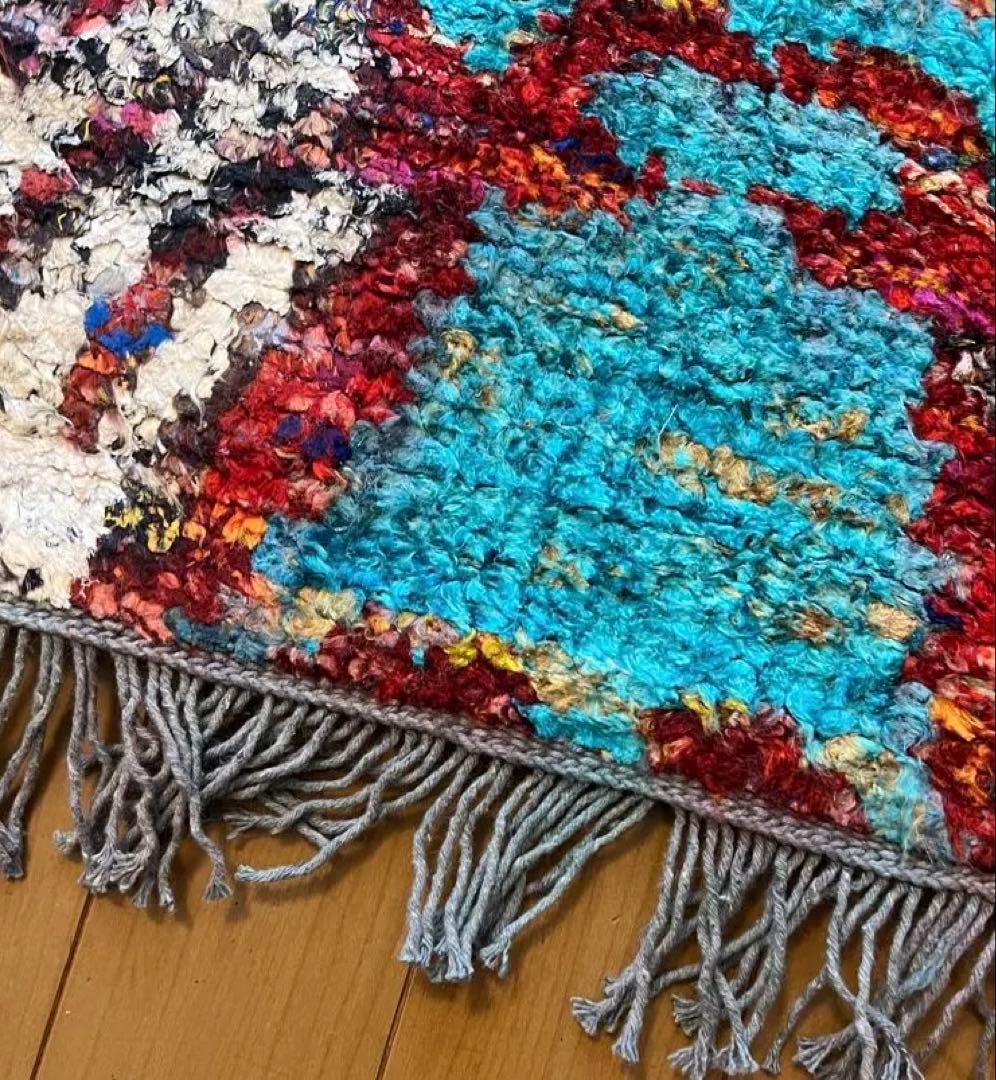 SALE【新品未使用】アスプルンド　ターコイズ 花柄 ラグ 約140x200cm