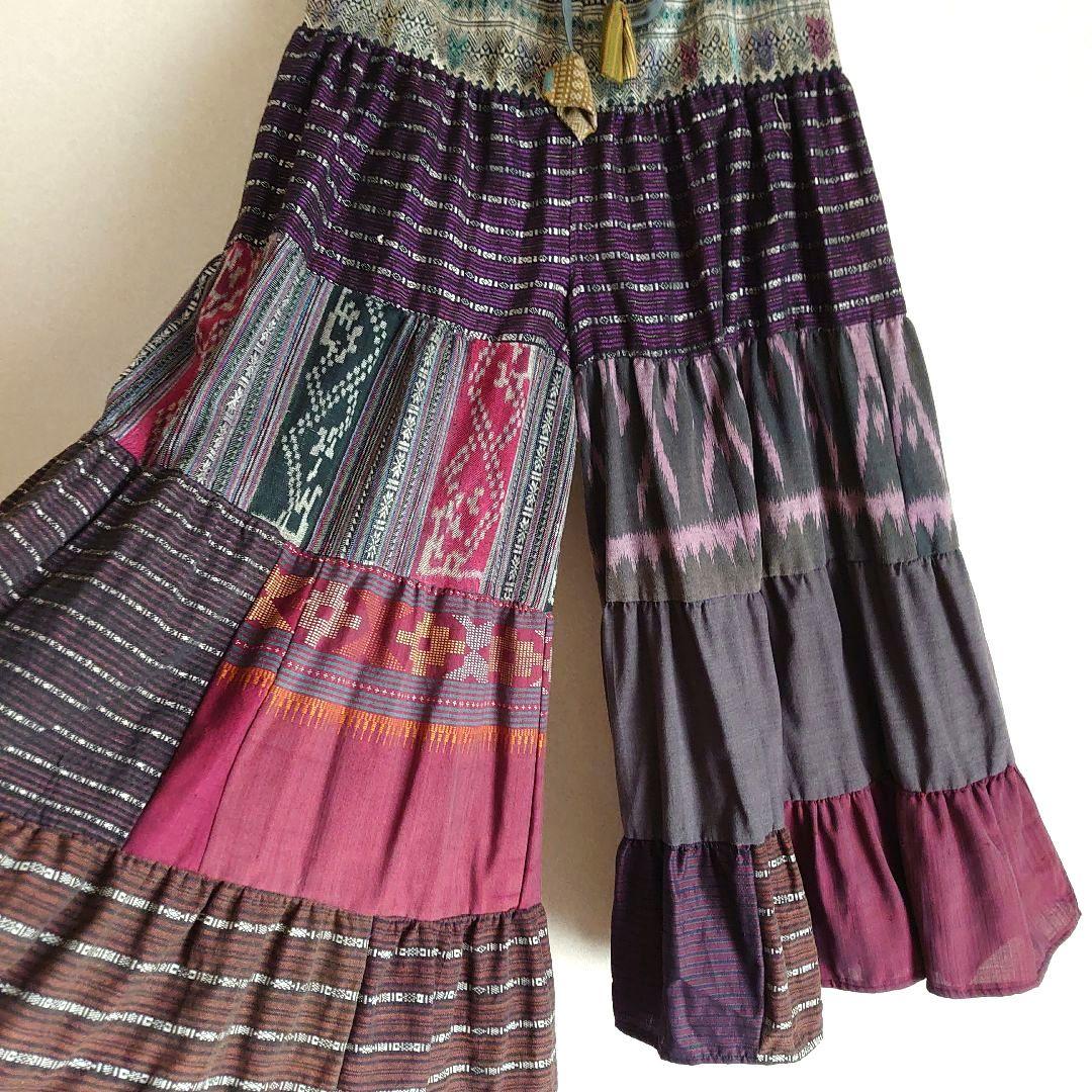 一点もの。古布 エスニック フレアパンツ パッチワーク