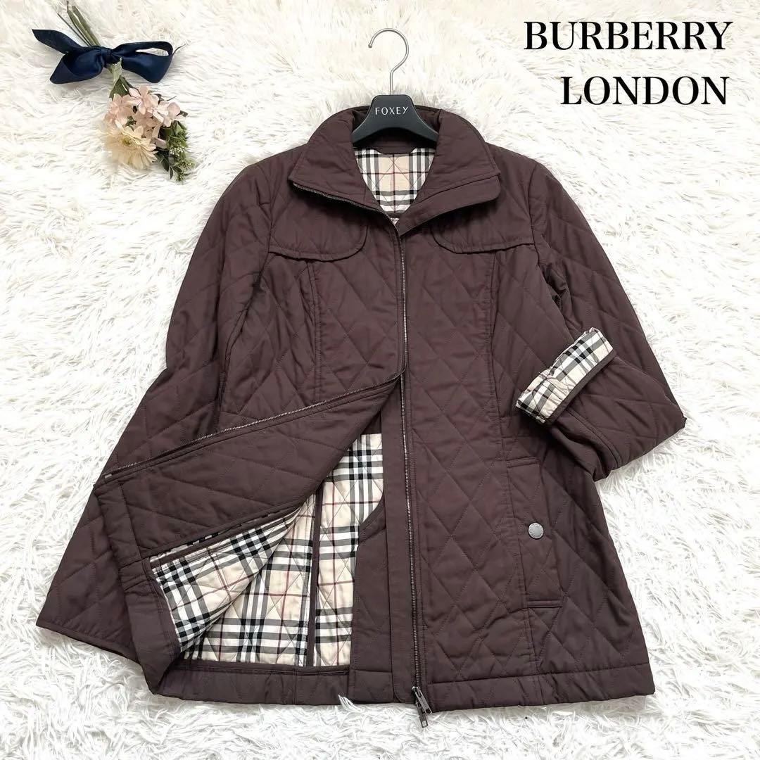 ノバチェック✨バーバリーロンドン キルティングジャケットL ブラウン ロゴボタン