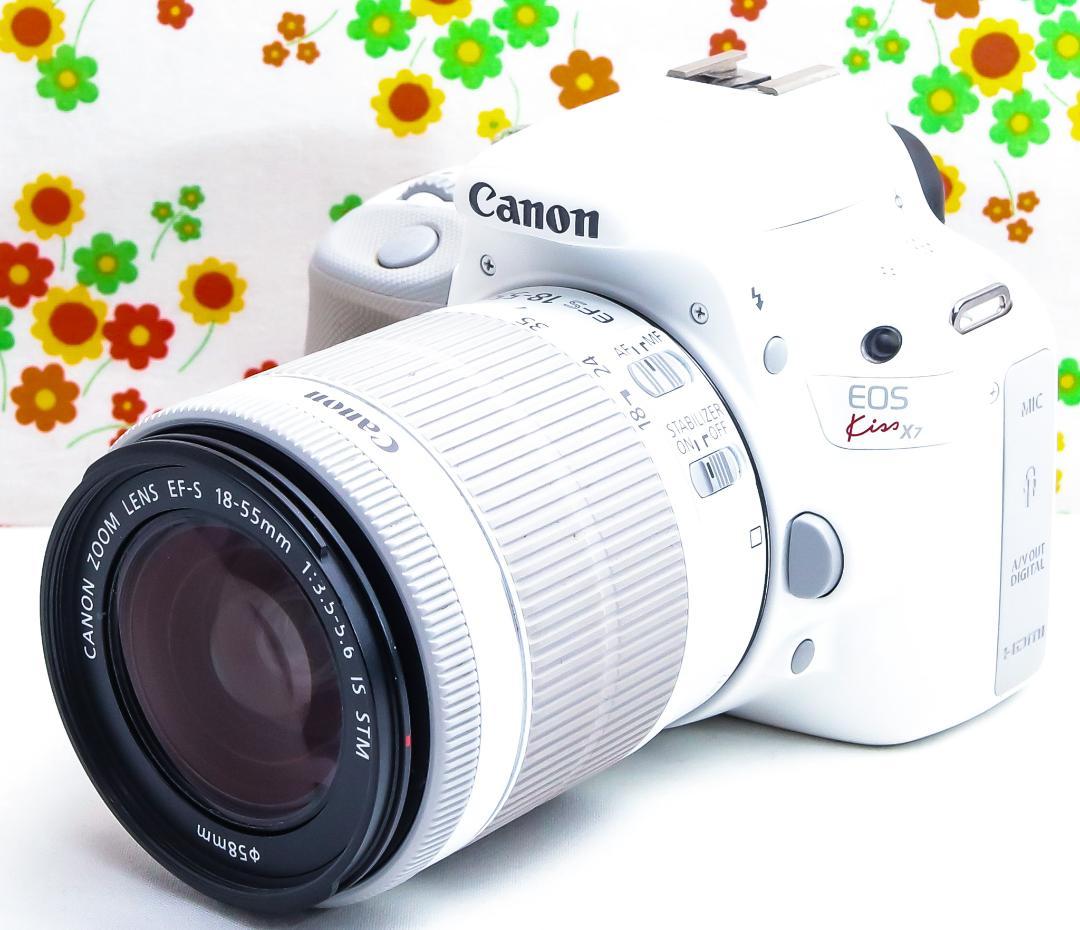 美品 Canon kiss x7☆希少ホワイト☆スマホに転送☆高性能レンズ！