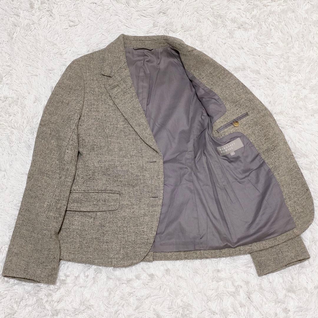 マーガレットハウエル　ウール　ヘリンボーン　テーラードジャケット　2B　2