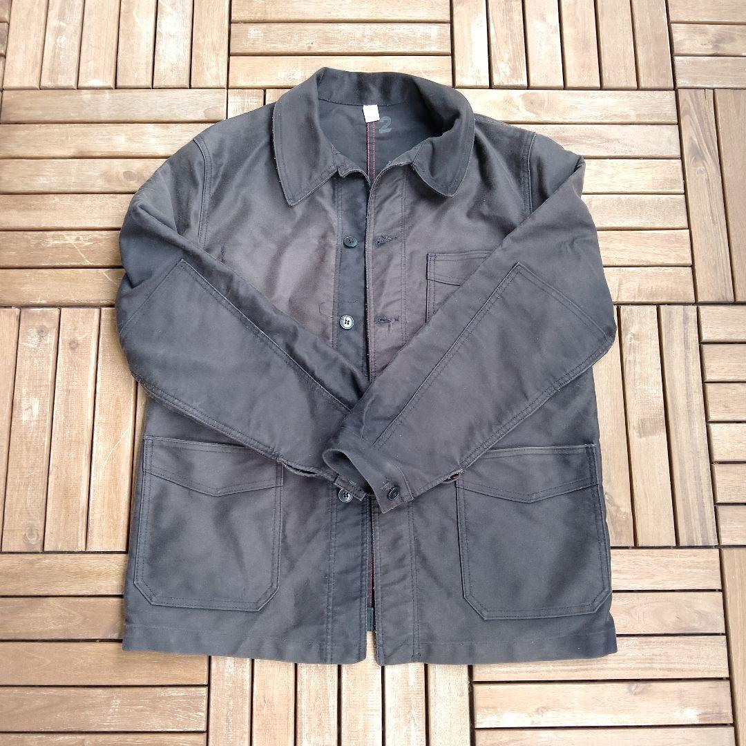 フランスメイドフレンチワーク ブラックモールスキン カバーオール GALLICE