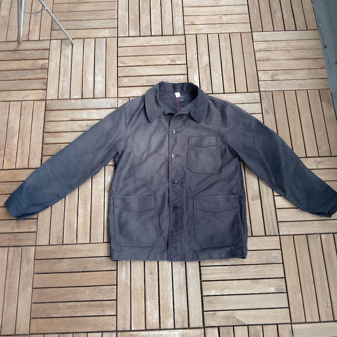 フランスメイドフレンチワーク ブラックモールスキン カバーオール GALLICE