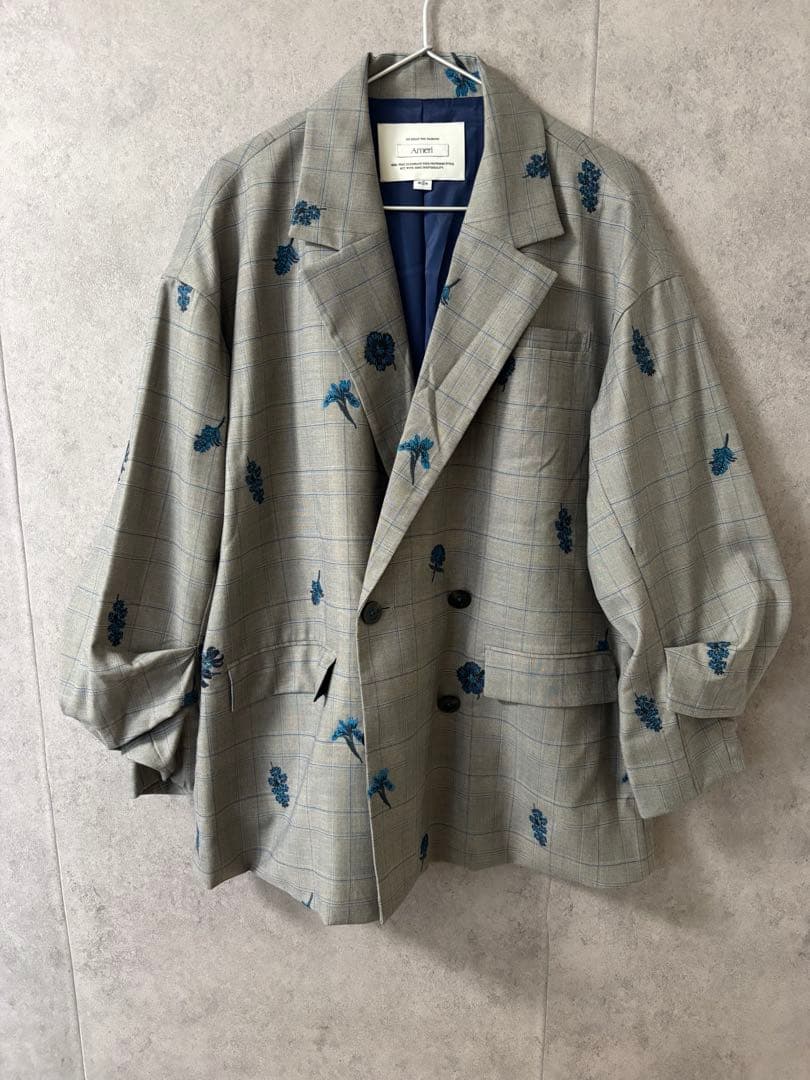 アメリ　AMERI 　チェックフラワーパパダブルジャケット