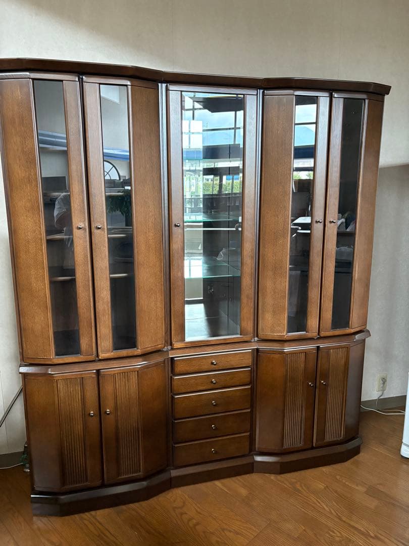 宝屋 食器棚 キャビネット アンティーク カップボード ガラス扉 飾り棚