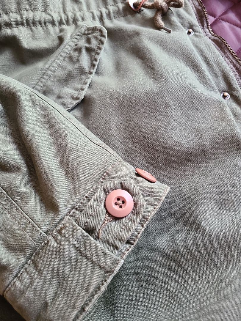 HIBECKカーキ色ファー付きモッズコート